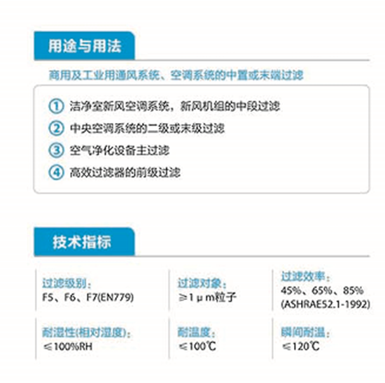 合成纖維中效袋式過濾器